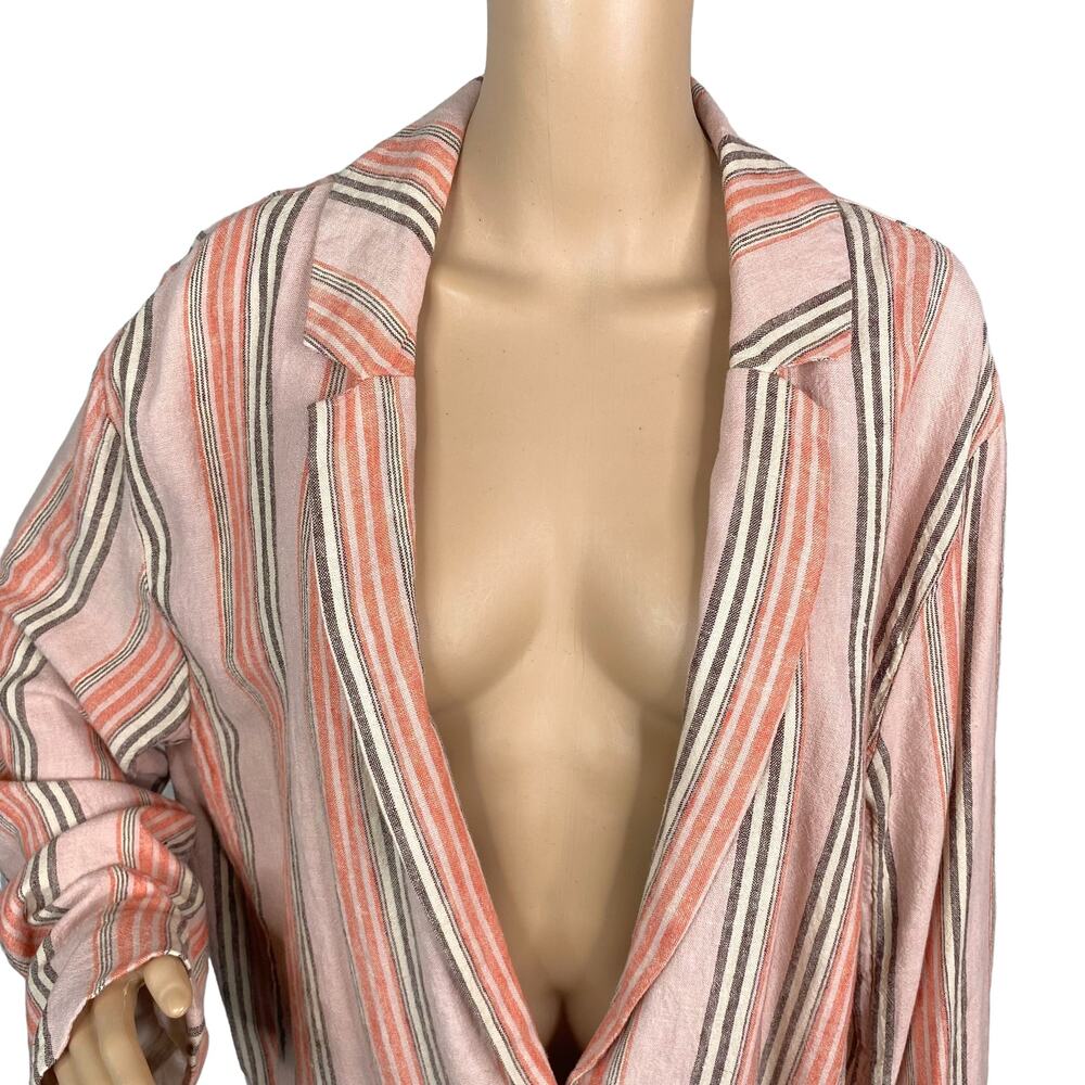 Free People Pink and Cream Striped Blazer - Picture 4 of 10